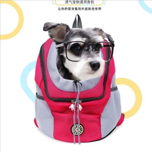 Pet Backpack Out Double Shoulder Portable Breathable Backpack Outdoor Pet Dog Carrier Bag Mesh Backpack Head Pet Supplies