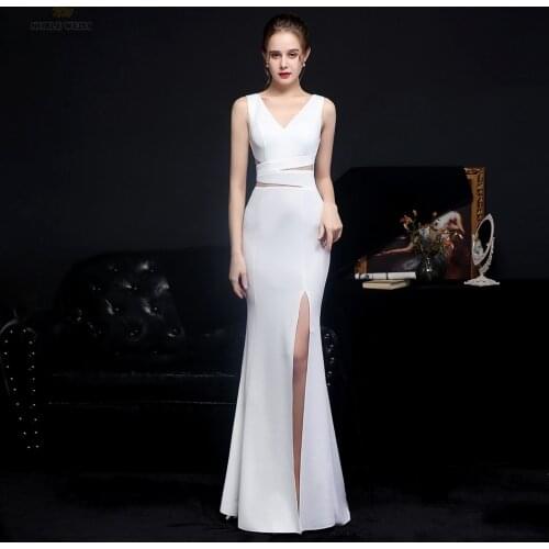Sexy Prom Dress V-Neck Mermaid Dresses Woman Party Night Beading Floor-Length Evening Dresses