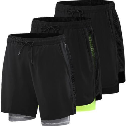 New Sport Mens Gym Running Shorts Quick Dry Grid Workout Short Pants Gym Wear Male Beach Tennis Training Swim Shorts
