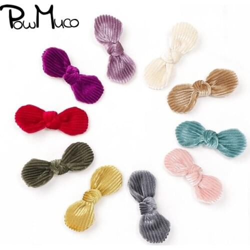 Powmuco 6 CM Solid Color Striped Corduroy Toddler Hair Clips Fashion Handmade Bunny Ears Infant Bangs Hairpins Kids Headwear