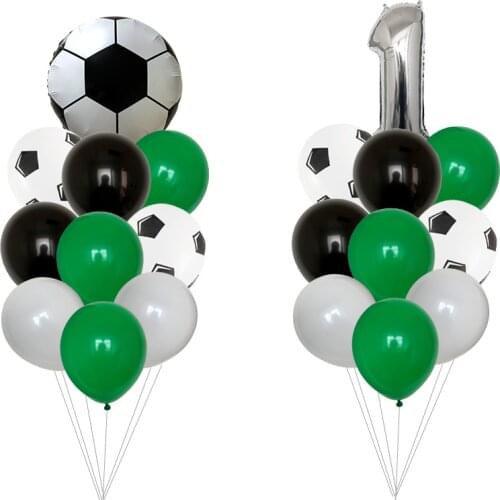 1set 16inch Silver 0-9 Number Football Foil Balloons Soccer Globos Green Ball for Baby Shower Birthday Party Decoration Supplies