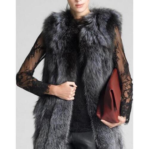 High Quality Fur Vest Coat Luxury Faux Fox Warm Womens Coat Vests Winter Fashion Furs female Coats Jacket Gilet Veste S-6XL