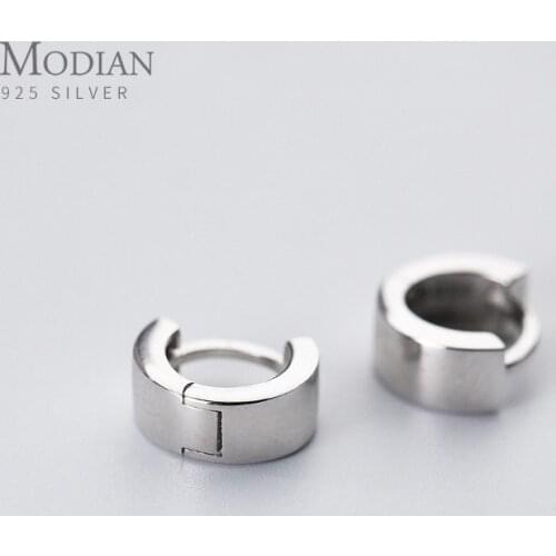 Modian Ear Hoops 925 Sterling Silver Luxury Black Mature Hoop Earrings for Women Wedding Engagement Jewelry Gifts Accessories