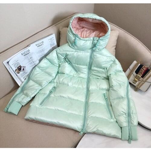 Ladies 2021 high-quality new fashion long-sleeved shiny hooded down jacket 0115