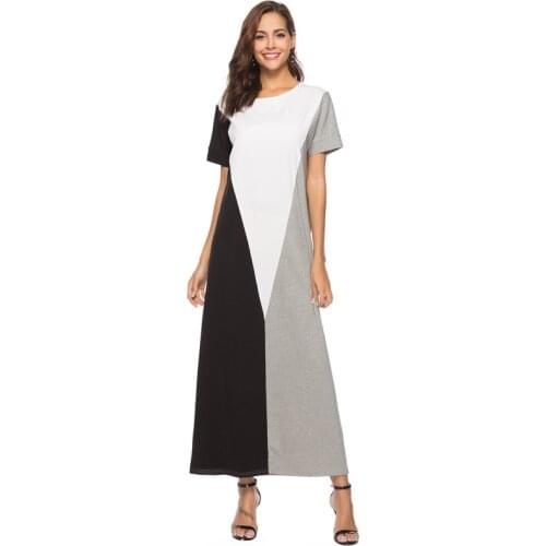 Summer 2020 Short Sleeve Loose long Evening Party Dress,Fashion O-Neck Office Lady Plus Size Slim Casual striped dress vestidos