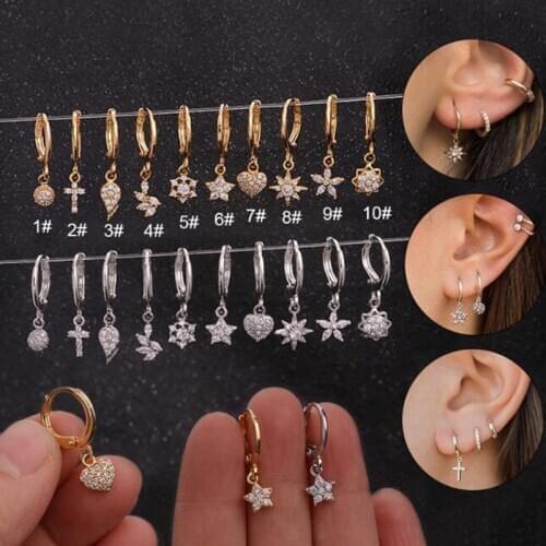1 Pcs Zircon Small Ear Hoop Crystal Cute Rhinestone Mini Small Hoop Earrings Trendy Hollow Endless Circle Earrings Jewelry
