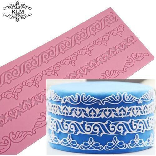 1PCS Rectangle Crown Lace Silicone Mat Fondant Molds