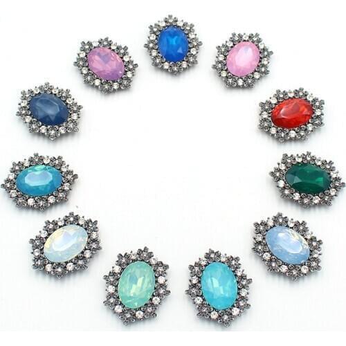 10pcs/Lot 30*25MM Alloy Resin Sewing for Clothing Diy Handicraft Accessories Rhinestone for Needlework Manualidades Decorative