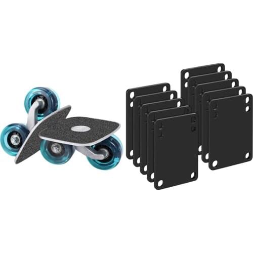 20 Pcs 3Mm Skateboard Riser Shock Pads Longboard Rise Pads & 1 Pcs Portable Drift Board Skates Anti-Slip Plate