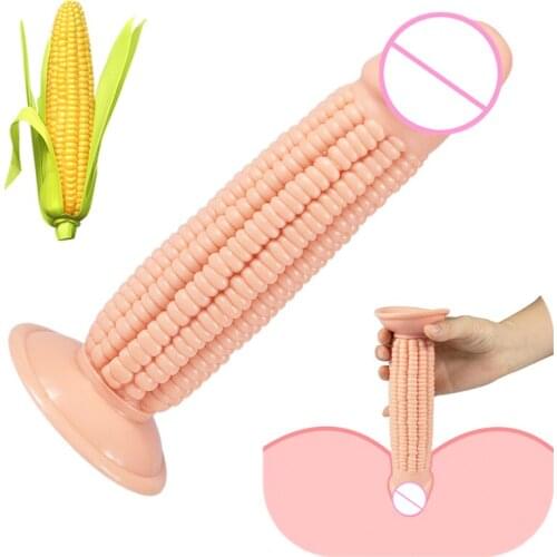 20cm Cute Realistic Corn Dildos for Women Male Anal HugeSuction Cup Strap on Penis Butt Plug Adults Eroticos Anas Sex Toys Games