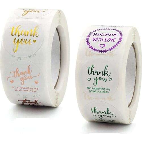 25mm Thank You Stickers Handmade With Love Stickers Commercial Gift Decoration Business Stickers Envelope Sealing Labels