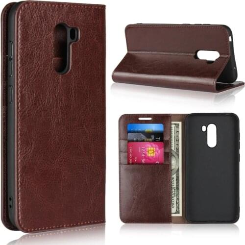 Natural Genuine Leather Skin Flip Wallet Book Phone Case Cover On For Xiaomi Pocophone Poco F1 PocoF1 F 1 64/128 GB Xiomi Little
