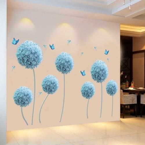 3D Hydrangea Wall Stickers Flowers Living Room Decoration Tv Wall Headboard Bedroom Decor Aesthetic Butterflies Wallstickers