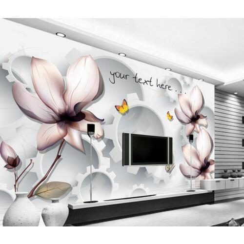 3D TV wall painting flower transparent water 3d stereoscopic wallpaper Home Decoration photo wallpaper