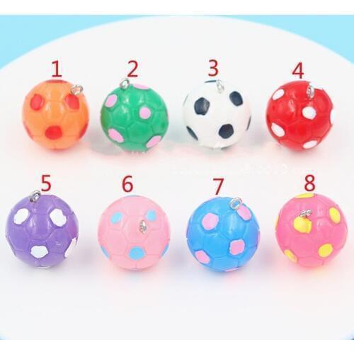50PCS Resin Color Football Soccer Sports Pendant DIY Accessories Charm Fashion Handmade Necklace Keychains Earrings Wholesale