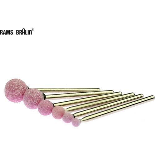 6 pcs 2.35mm shaft Mounted Point Ball-shaped Ceramic Grinding Head for Nail Dental Polishing