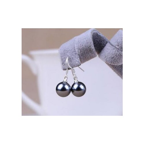 Free shipping luxury Noble jewelry new Details about Trendy 10-11mm round black pearls 925 sterling silver earrings