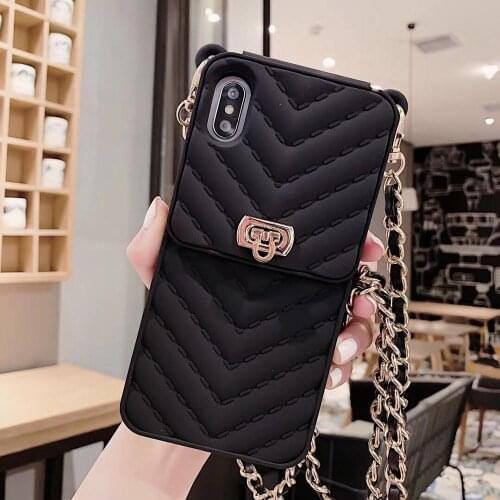 For iphone 12 mini 12 Pro max XR Crossbody Wallet Case Cover for iphone 6 7 8 XS Card Slot Long Shoulder Strap Chain phone cover