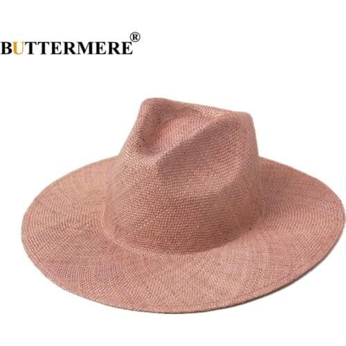 BUTTERMERE Designer Brand Pink Womens Sun Hat Elegant Ladies Church Hats Panama Beach Hats High Quality Summer Straw Hat