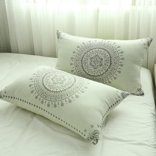 Junwell 2pc Set Cotton Muslin Pillowcase Home Hotel Bedding Soft Pillow Cover Gift Design For Couple 50X75CM