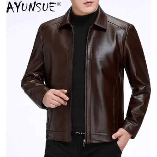 AYUNSUE Leather Jacket Men 2020 Mens Clothing Autumn Coat Male Sheepskin Leather Mens Clothes Spring Ropa Hombre LXR580