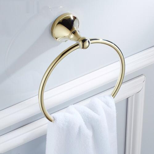 Gold Color Brass ring wall mount towel ring bathroom accessories bath towel holder bathroom hardware ZD872