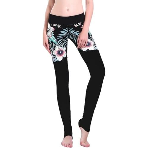 Hot Blue Flower Print Womens Black Yoga Fitness Sports Leggings Big Size Girls Running Jogging Pants 3 Patterns