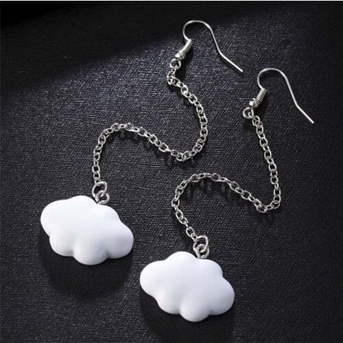 Lovely White Cloud Earrings Women Cloud Long Chain Earrings Baroque Style Simple Girl Ear hook Holiday Party Jewelry Gifts