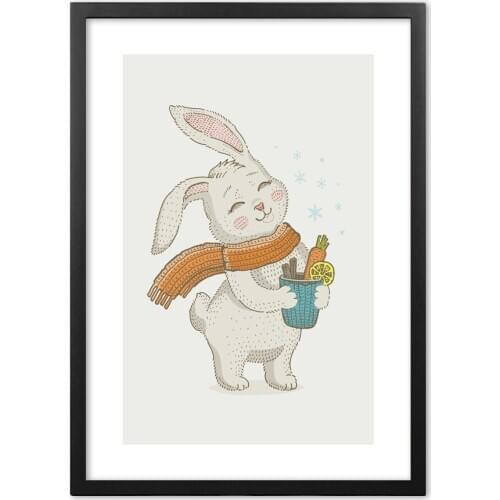 Cartoon Animal Rabbit Wall Art Paper Painting Nordic Posters And Prints Wall Pictures Baby Kids Room Decor