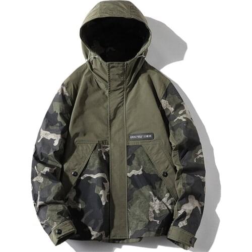 2021 Spring And Autumn New Trendy Brand Hooded Mens Jacket Korean Loose Camouflage Jacket Men