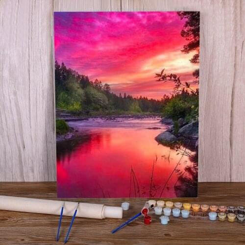 Landscape Sea Painting By Numbers Kit Acrylic Paints 50*70 Painting On Canvas Wall Decoration For Adults Wholesale Handicraft