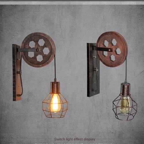 Retro corridor wall lamp industrial wall lamp shade fixed iron attic cafe bar adjustable wall lamp tube lamp decoration LED