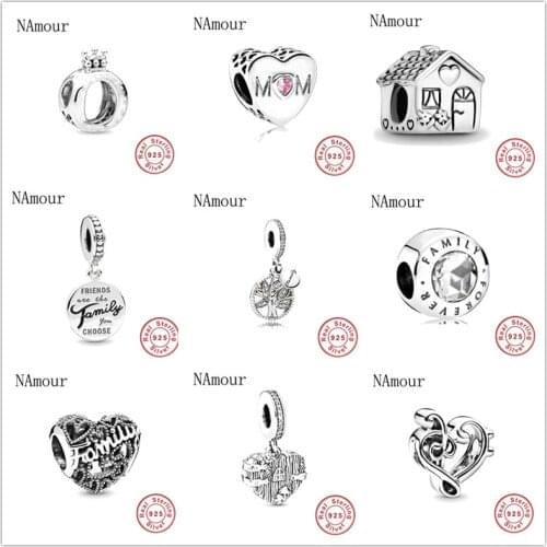 2019 new 925 sterling silver mom house family tree forever diy bead fit Original Pandora charms Bracelet jewelry for women F276