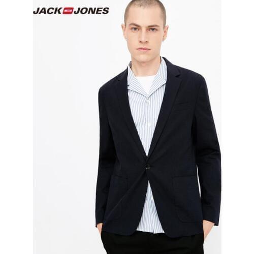 JackJones Mens Business-casual Cotton & Linen Thin Suit Jacket basic blazer 218308506