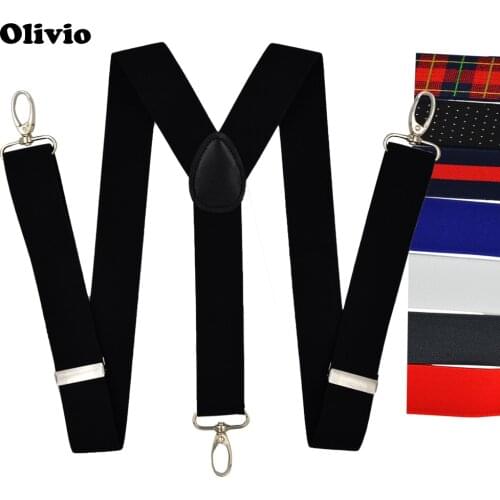 Hooks Suspenders men for pants 3.5 cm Adult suspenders Y shirt Polyester Elastic Y Women larger high Braces olive