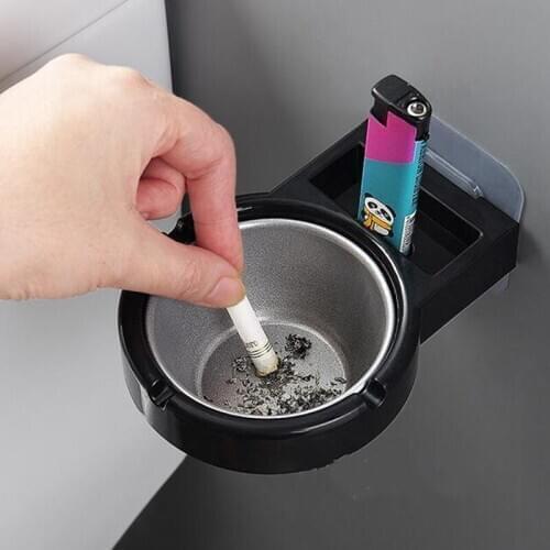 Portable Stainless Steel Pocket Wall Ashtray Smoke Cup Storage Holders For Bathroom Home Office Cigarette Tools Case