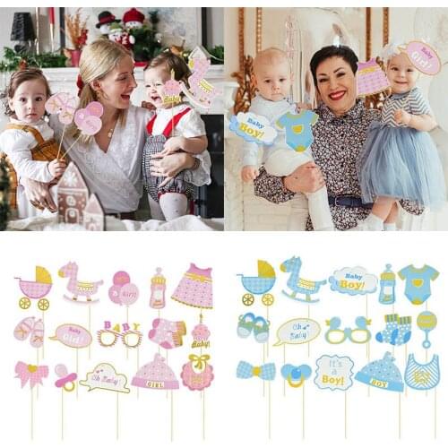 Baby Shower Pink Blue Photo Booth Props Photobooth Its A Boy Girl Prince Princess 1st Birthday Party Gender Reveal Photo Props