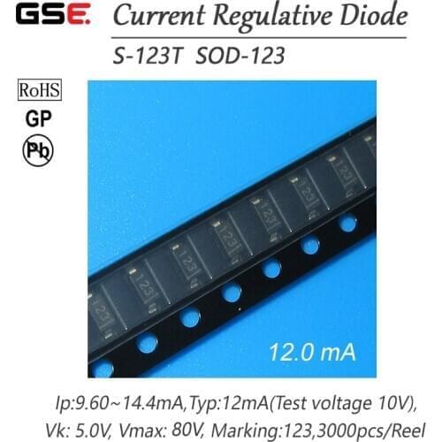 S-123T 12.0MA SMD SOD-123 CRD / CURRENT REGULATIVE DIODE NEW Applied to LED lamps and lanterns 10PCS/LOT