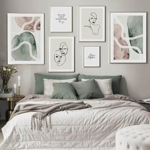 Nordic Canvas Paintings Line Art Figure Wall Art Print Watercolor Graphic Minimalist Picture Interior Bedroom Decoration