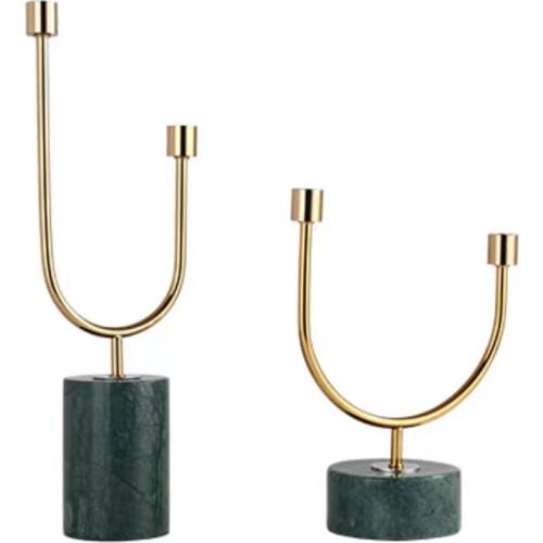 Nordic Creative Modern Gold Candlestick Candle Holder Metal Luxury Marble Table Candle Stand Living Room Home Decoration FC600