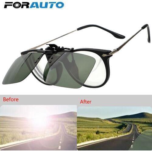 FORAUTO Car Driver Goggles Anti-UVA UVB Clip On Sunglasses Polarized Sun Glasses Driving Night Vision Lens Interior Accessories