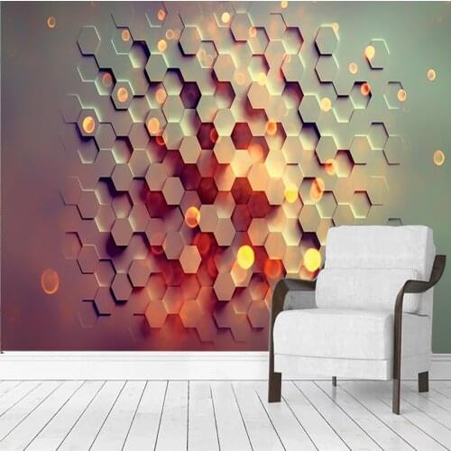 Modern 3D Glowing geometric art Creativity Photo Wallpaper Living Room TV Sofa Study Background Waterproof Wall Cloth Murals