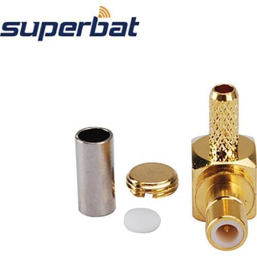 Superbat SMB Crimp Jack Right Angle RF Coaxial Connector for Cable RG174 RG316 LMR100