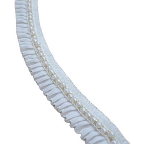 1Yards Embroidery Tulle Lace Fabric Ribbon 3.5cm Beaded Lace Fabric Beaded Fabric Chiffon Lace Collar Trim Sewing dentelle L22