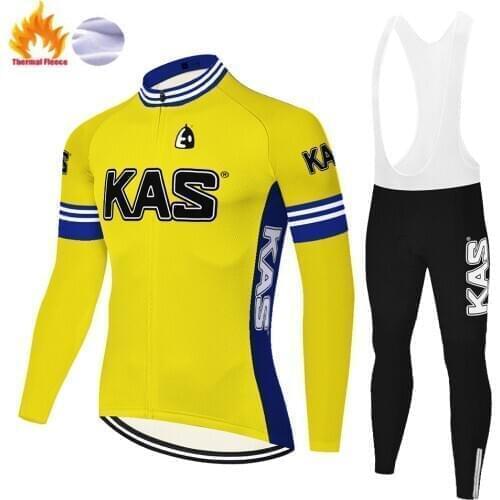 Pro team KAS retro cycling clothes Winter Thermal Fleece Bike Clothing Bicycle uniforme ciclismo men cycling jersey set