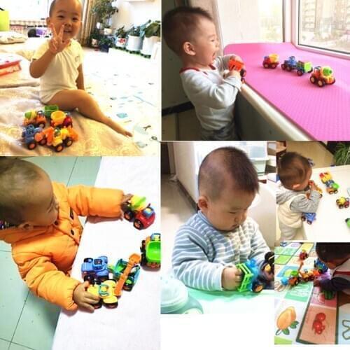 Thicken Push And Go Car Construction Vehicles Toys Pull Back Cartoon Play For 2 3 Years Old Boys Toddlers Kids Gift