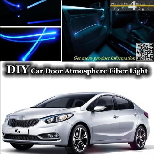 Interior Ambient Light Tuning Atmosphere Fiber Optic Band Lights For KIA Forte K3 Cerato Shuma Koup Inside Door Panel Tuning