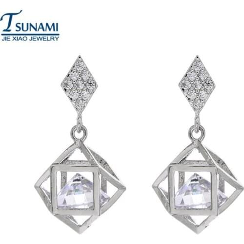 High quality square shaking zircon earrings 2017 women fashion jewelry Famous brand zircon earrings ER026