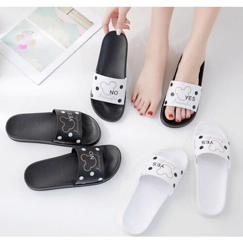 2021 New Home Slippers Ladies Cartoon Mouse Korean Style Non-slip Indoor Thick Bottom Bathroom Cute Ladies Slippers Home