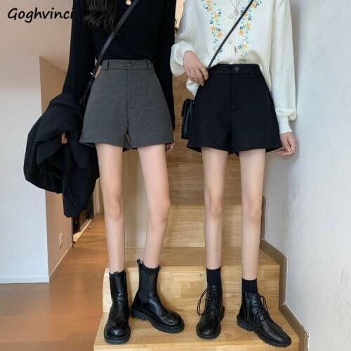 Women Shorts Winter Plus Size 3XL Button Fly Simple Wide-leg Trousers High Waist Elegant Lady Casual Ulzzang All-match Female